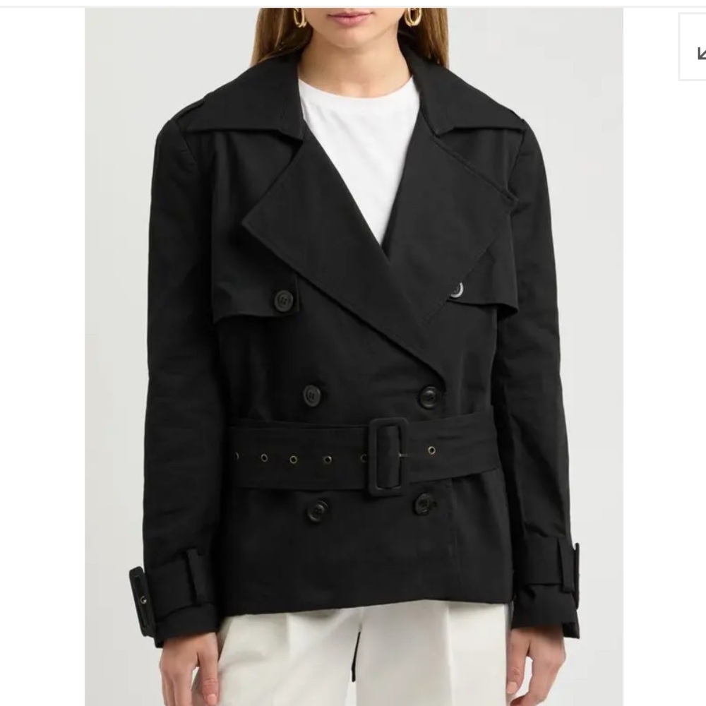 AEXAE Women's Cropped Cotton Trench Coat with Belt